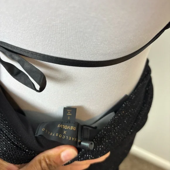 Michael Costello Revolve Fairleigh Gown Black Cutout Metallic Thread Size Small - Picture 7 of 11